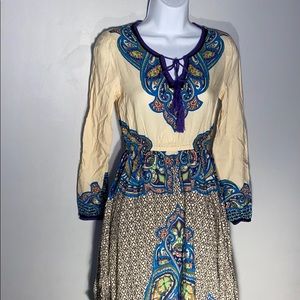 VINTAGE Boho style long sleeve dress